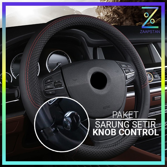 Sarung Stir mobil Cover Setir Mobil Anti Licin dan Knob Stir / Pemutar Setir Avanza Kijang Xenia