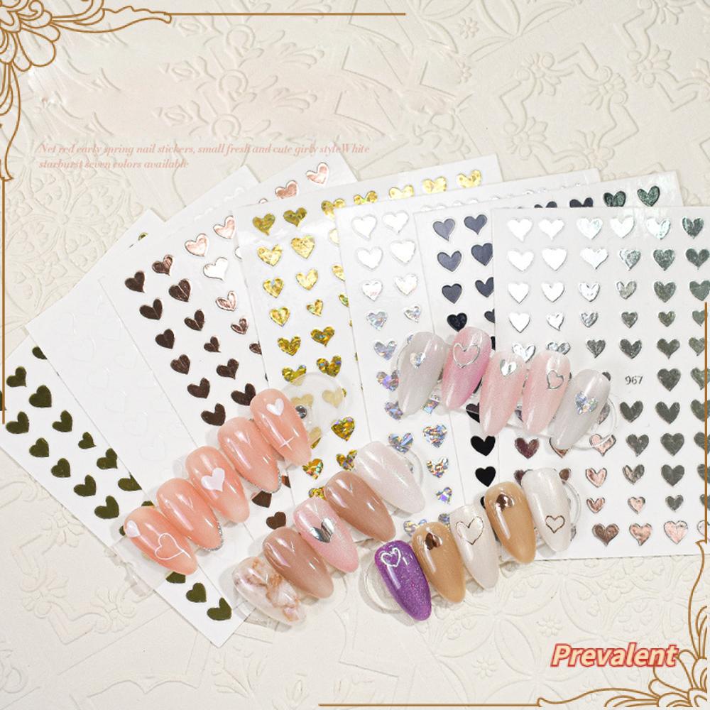 Stiker Kuku Motif Hati Warna Emas Silver Untuk Dekorasi Nail Art