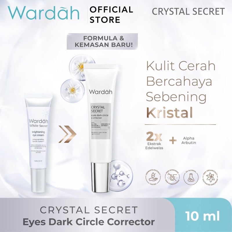 WARDAH Crystal Secret Series Indonesia / Facial Wash Face Scrub Micellar Water Essence Toner Mist Serum Day Night Eye Cream Sunscreen Mask Masker Lip Tint Matte Gloss / Lightening Acnederm Nature Daily Renew You C Defense Uv Shield Spf Colorfit Acne Paket