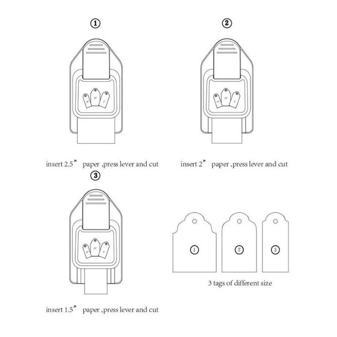Bayluna | Tag Puncher Bookmark Embossing Gift Hang Tag Paper Punch 3 size in 1, Earring Hole Tag Punch Pembolong Kertas Gantungan Label Kertas Anting