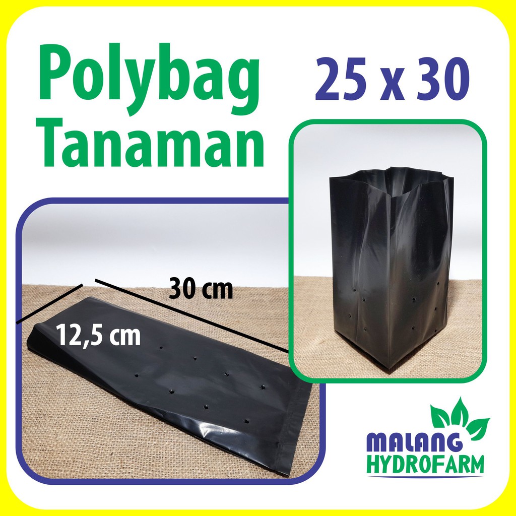 Polybag 25x30 cm satuan pot plastik tanaman hias tabulampot tanah hitam hydroponik bibit buah