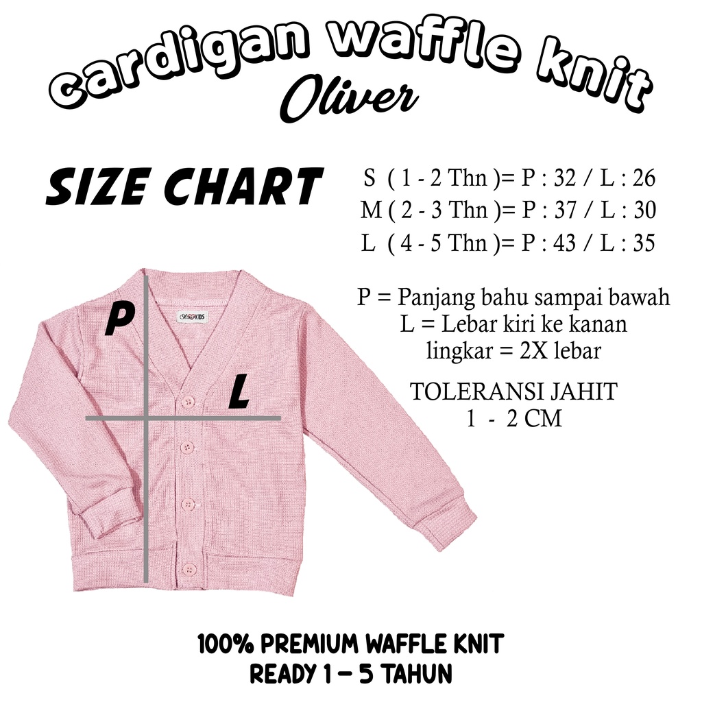 paket 1 kodi cardigan / sweater anak waffle uni*lo