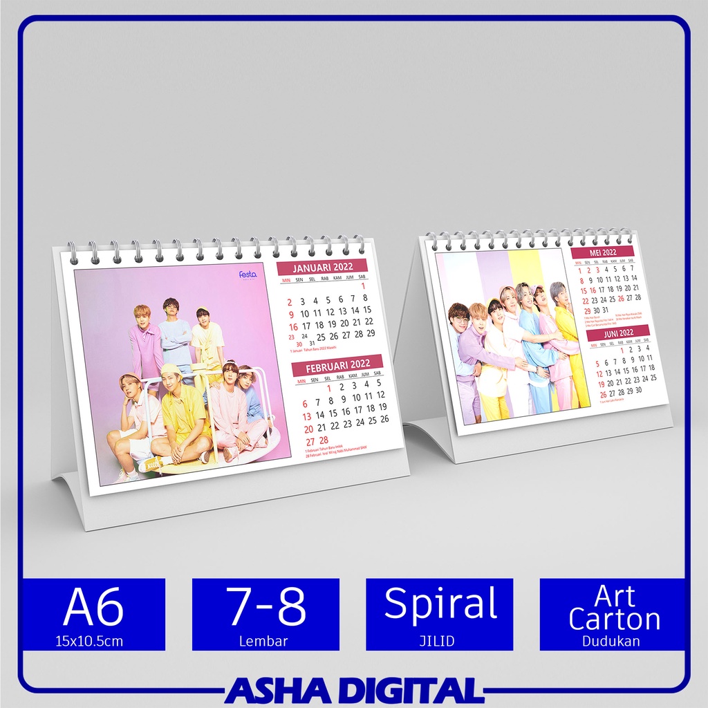 

Kalender Meja Mini | Desk Calendar Custom | Duduk Kantor | A6 | Asha Digital