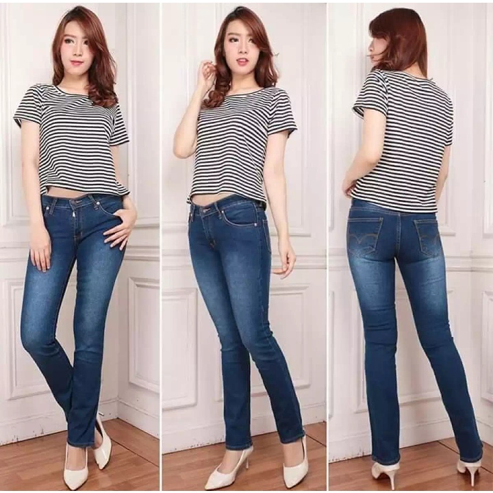 Celana Panjang Jeans Wanita Model Standart Terbaru Denim Soft Jeans