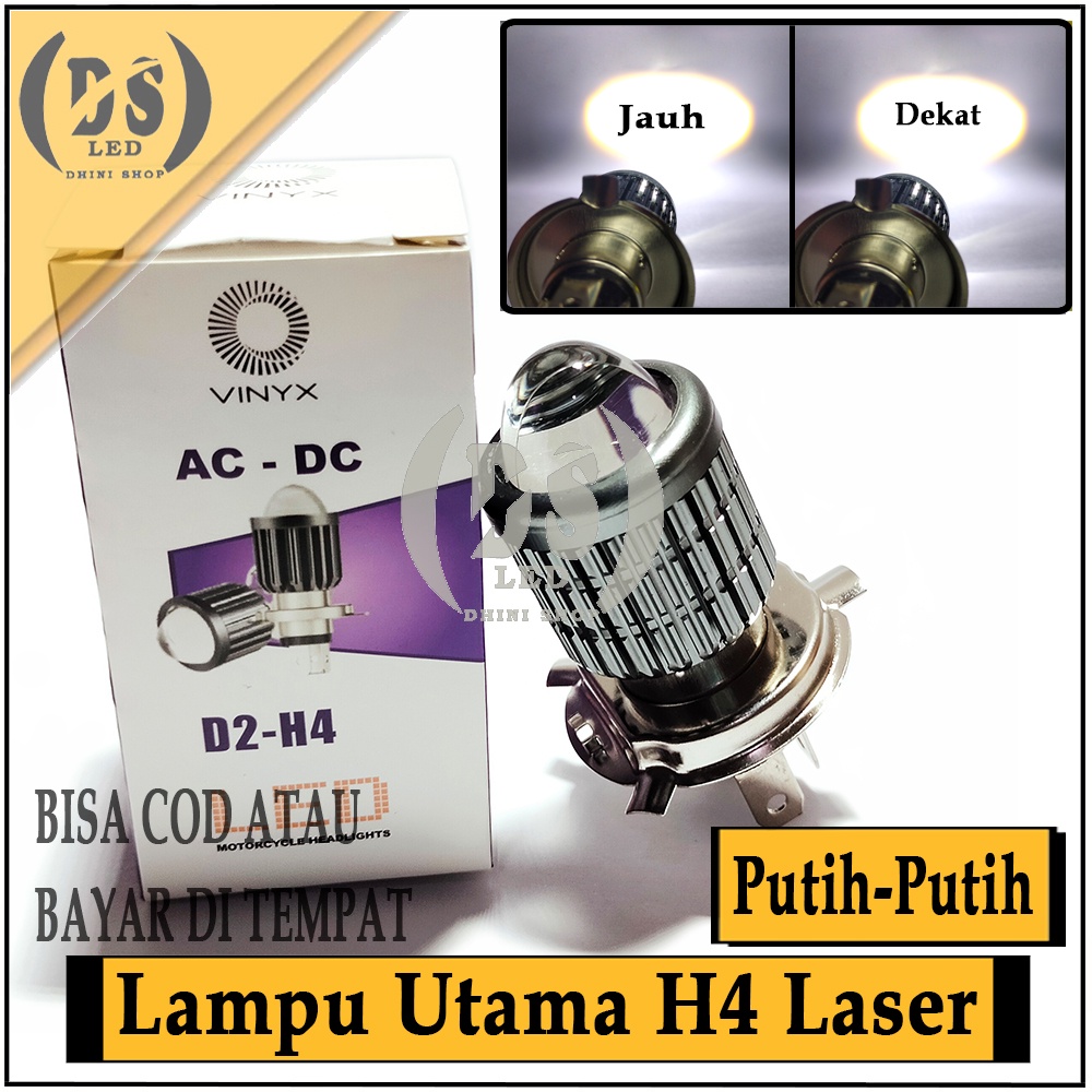 Lampu Utama H4 Motor Mobil Vinyx 2Warna D2 Laser 20Watt / Bohlam Depan Led Motor Mobil 2Warna Merk V