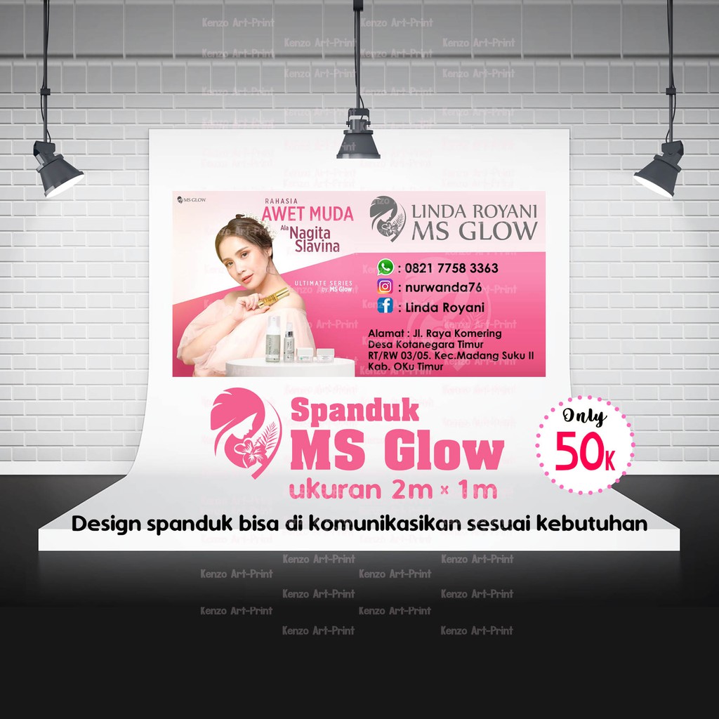 Spanduk Promosi/ Banner Jualan Khusus Agen/Reseller MS Glow Ukuran 2mx1m