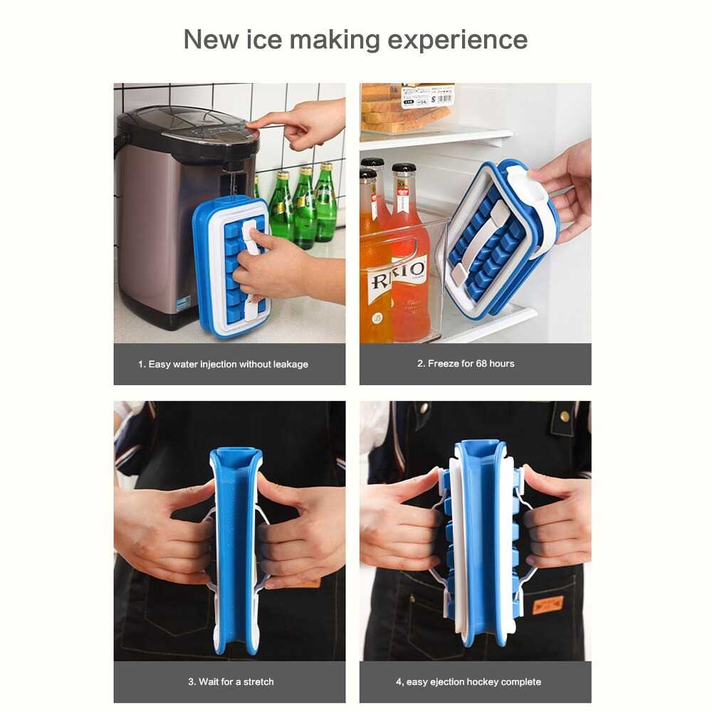 Cetakan Es Batu Ice Cube Maker Tray Storage / Cetakan Es Batu Silikon Dengan Tutup Bulat Kotak Kristal Besar Anti Pecah / Pencetak Es Batu Tabung Kecil Kristal Silicon 24 Mold Cetak 3D / Cetakan Es Batu Kotak Tututp Bpa Tahan Lama Bagus  Murah Original