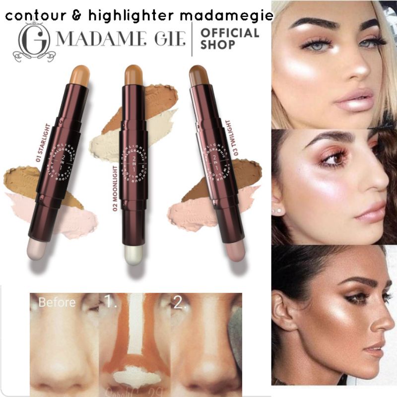 MADAME GIE HALOGRAPHIC  2 in 1 , highliter & contour stick