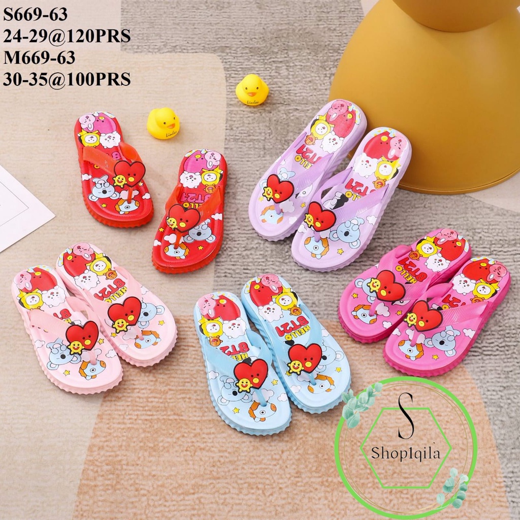 SANDAL JEPIT ANAK JELLY BT21 KARAKTER DARI BTS dan Boba 669-63 UK 24/35/ sandal jepit boba anak