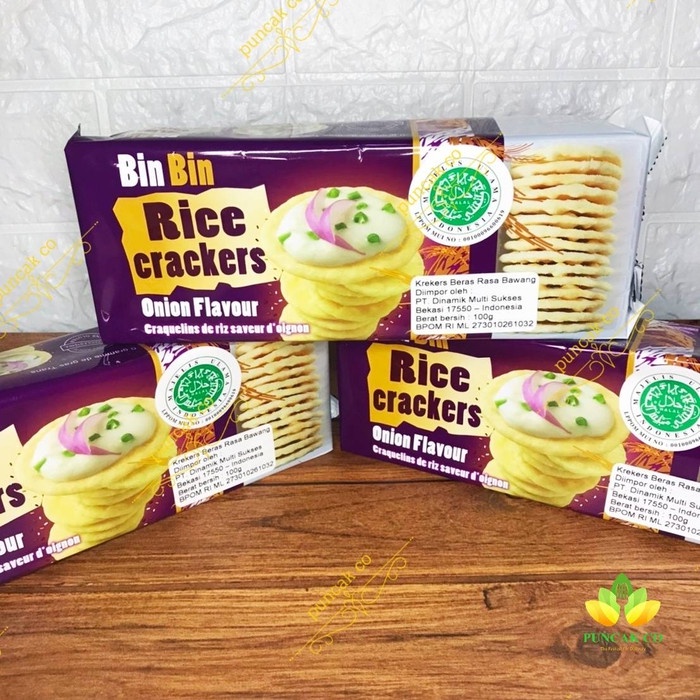 

NEW BIN BIN RICE CRACKERS Onion Flavor / Biskuit Beras Rasa Bawang No MSG