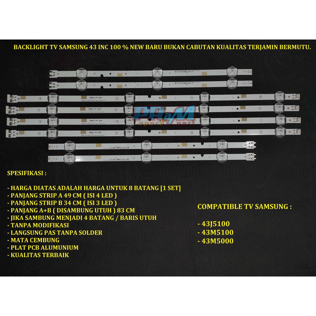 Backlight Led Tv SAMSUNG 43 INC 43J5100 Lampu Tv SAMSUNG BL 43J5100 43J5100 43M5100 43M5000