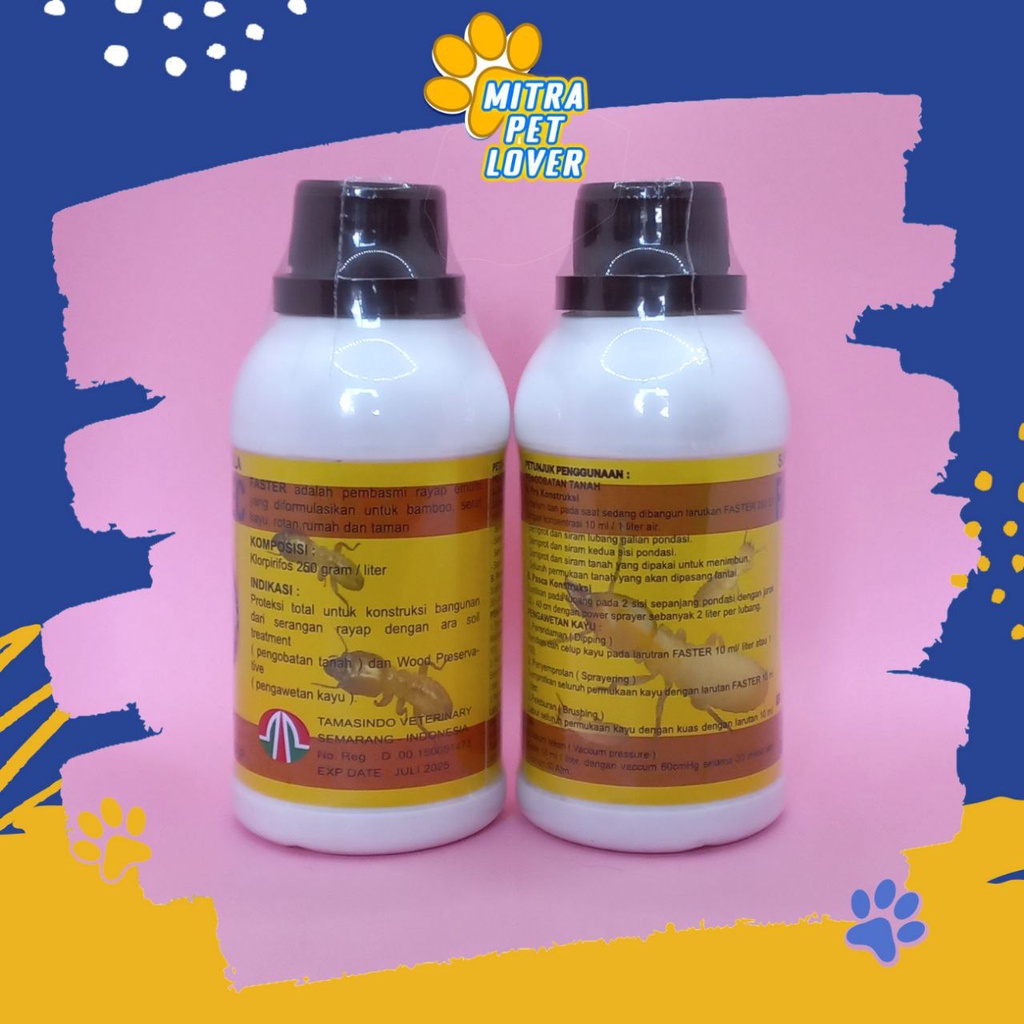 OBAT CAIR PEMBASMI RAYAP TERMISIDA - FASTER EC 250 ML - AMPUH MUJARAB LANGSUNG MATI- MURAH GARANSI KUALITAS ASLI ORIGINAL - PET ANIMAL PLANTS HEALTHCARE &amp; VETERINARY TAMASINDO OBAT KESEHATAN &amp; VITAMIN TERNAK HEWAN BINATANG PELIHARAAN MITRAPETLOVER