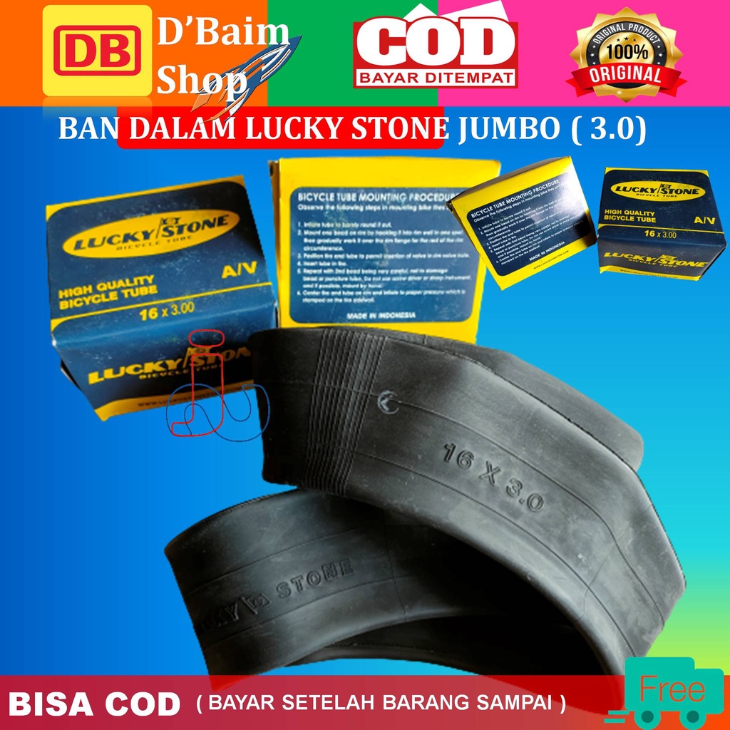 Ban Dalam sepeda Jumbo Atau Fat (16 x 3.0) Lucky Stone