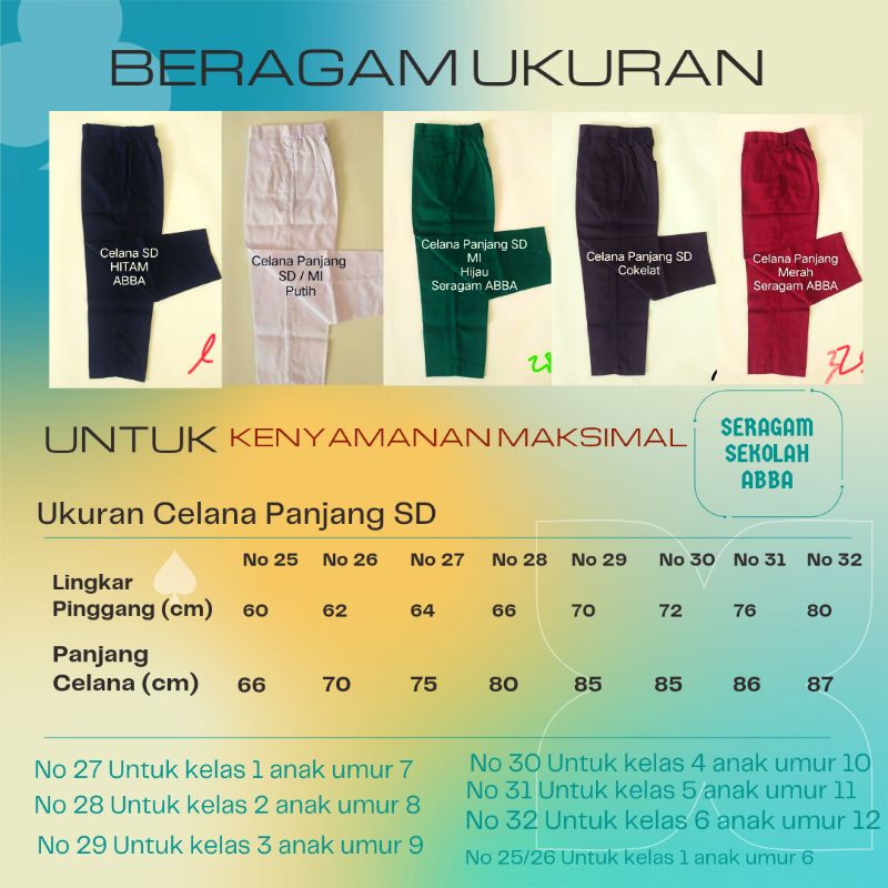 ABBa - Celana Panjang  SD - Warna Merah