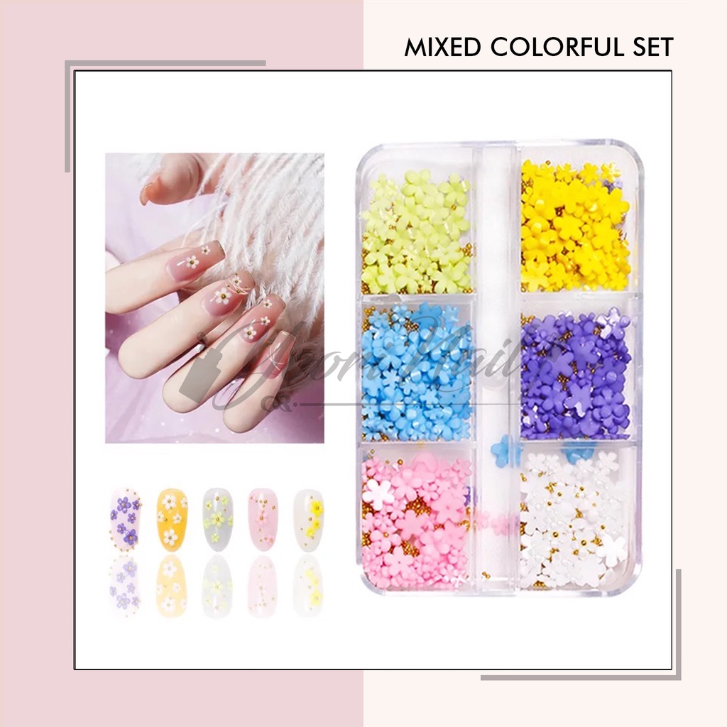 Mixed colorful set flower set resin rose pack warna colorful random bunga resin nail art case hiasan flower