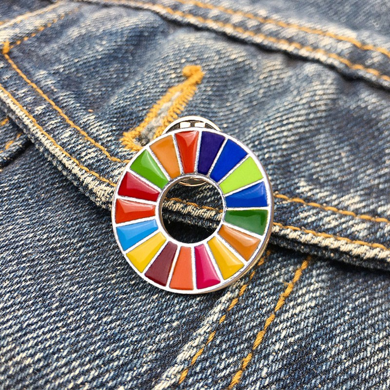 Glitter The Sustainable Development Goals Brooch United Nations SDGs Rainbow Pin Badge