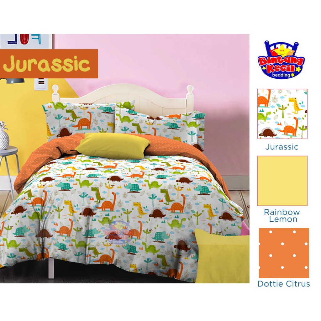 Sprei Anti Geser Motif Blue Dino Dinno | Sprei Anak Cowok Dino | Sprei Esra Dino