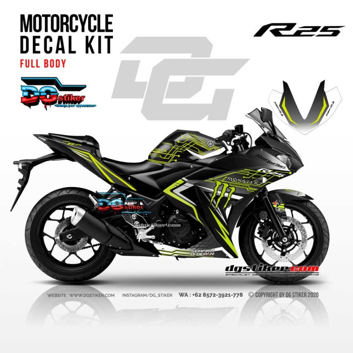 Decal Sticker R25 Hitam Hitech Full Body DG Stiker