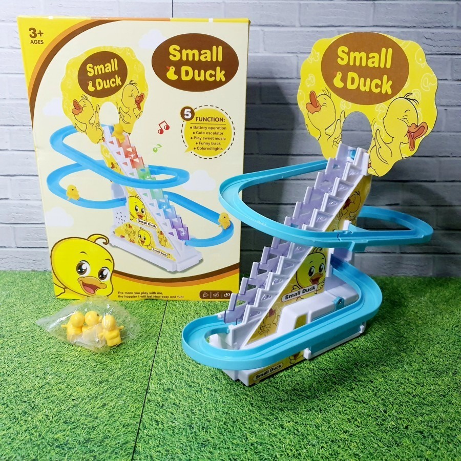 BEST SELLER TERMURAH Mainan Edukasi Anak Interaktif Seluncuran Bebek Memanjat Tangga Lucu Unik / Track Tangga Small Duck Bebek Kuning No.668-10 Musik Suara ST