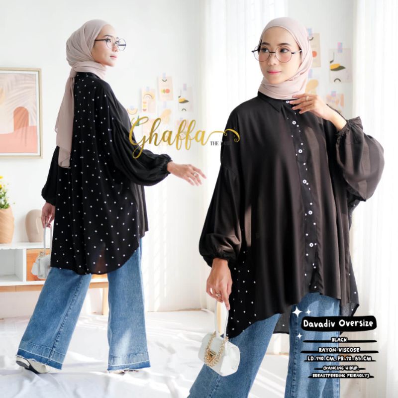 Blouse motif muslimah kekinian Davadiv blouse by ghaffa the label