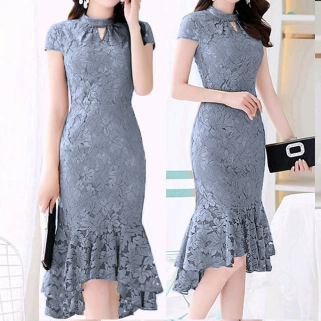 BISA COD - SHOPIA LACE DRESS BRUKAT WANITA mF / 3 UKURAN L XL XXL Dress Mermaid Shopia Lace