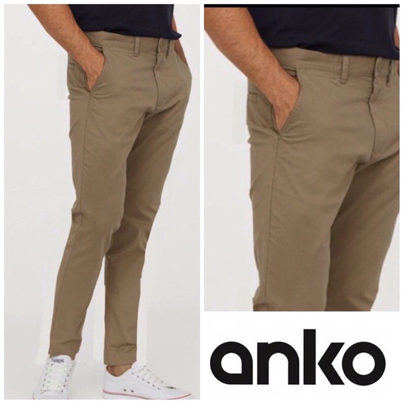 ANKO slim fit men chinos pants (khaki)