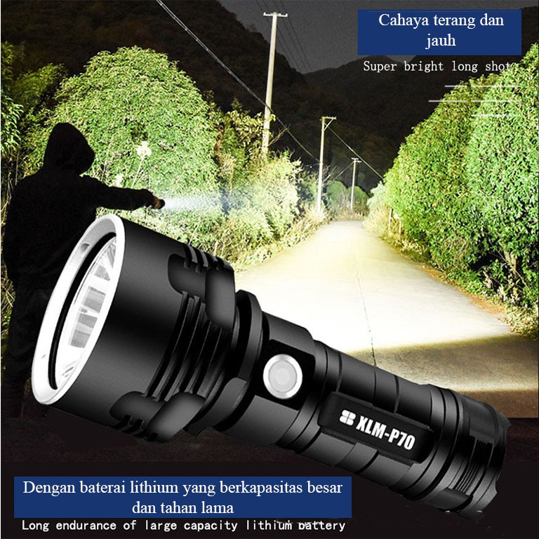 Lampu Senter Led Super Terang dan Waterproff Quality Premium Daya Baterai 26650 7200Mah Li-ioon