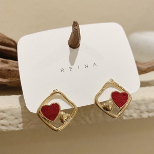 Anting Tusuk Sterling Silver 925 Desain Hati Merah Gaya Korea Elegan Untuk Wanita