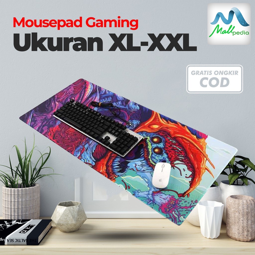 Pro1 Mouse Pad Gaming Rubber Lebar Motif Alas Keyboard Mousepad Gaming XL - XXL Desk Mat Anti Slip MPRO1