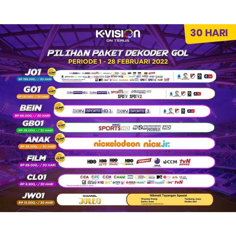 Jual Voucher Paket K Vision Gol Gardiner Ottimo Optus Lgsat Star Dekoder Gol Hari