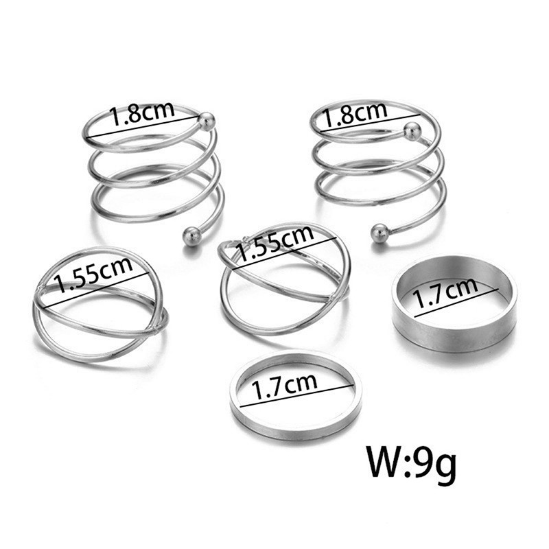 6Pcs/Set Bohemian Vintage Round Hollow Geometric Rings for Women Fashion Cross Twist Open Ring Knuckle Finger Rings Jewelry