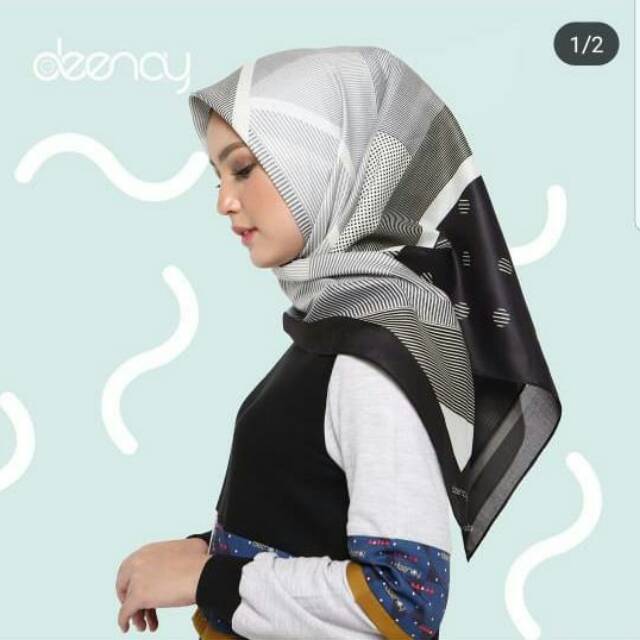 Deenay kw termurah hijab voal motip hitam putih
