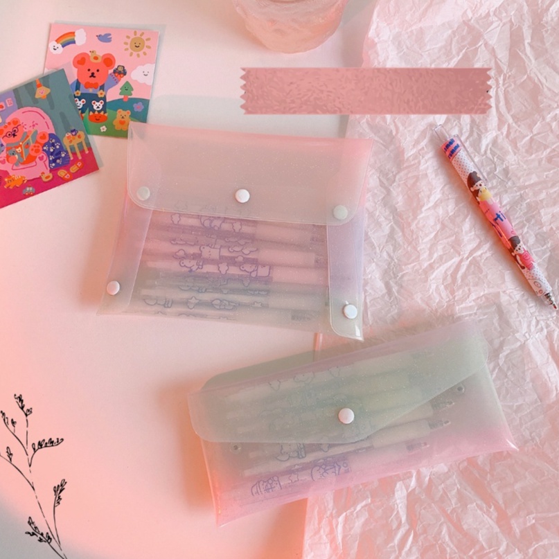 

[HARU] Ombre PVC Pouch Transparan Tempat Pensil Serbaguna Tempat Kosmetik Cardholder