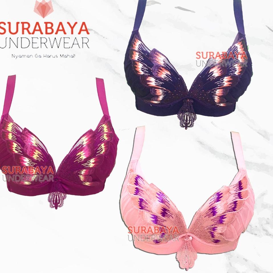 Koleksi Terbaru.. BRA / BH BRUKAT MERAK BERKAWAT KAIT 4 BUSA TEBAL