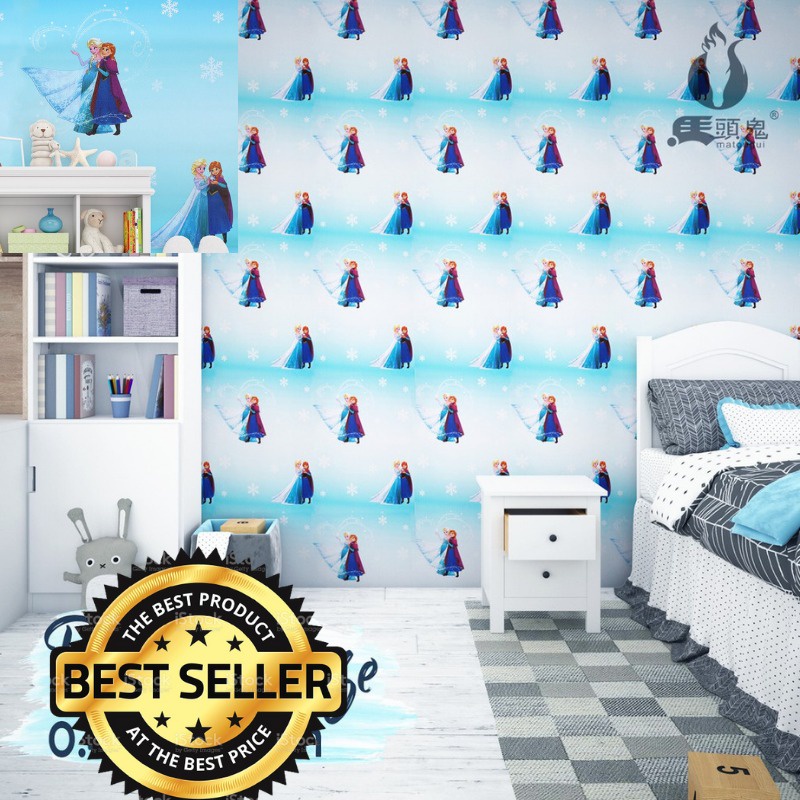 GD WALLPAPER FROZEN WALPAPER WELPEPER WALL PAPER STIKER STICKER SETIKER DINDING MOTIF PRINCESS FROZEN ELSA ANNA ANA OLAF DISNEY BIRU WALLPAPER DEKORASI RUMAH TEMBOK RUANG TIDUR ANAK ANAK BABY FROZEN MURAH KAMAR ANAK CEWEK