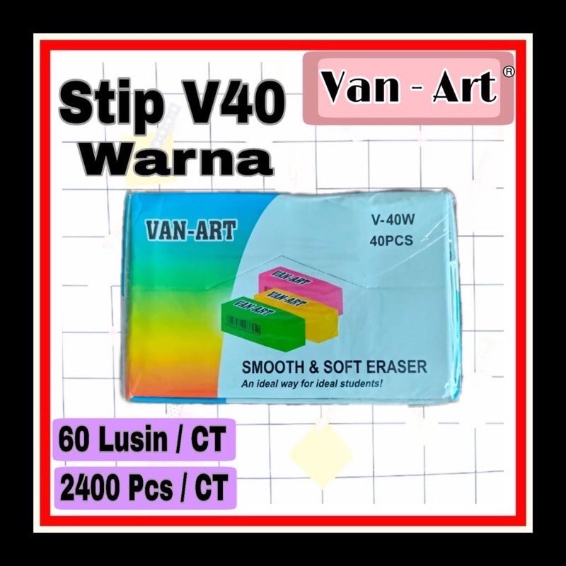 

PENGHAPUS WARNA SET 1 BOX (40PCS) / ERASER VAN-ART V40