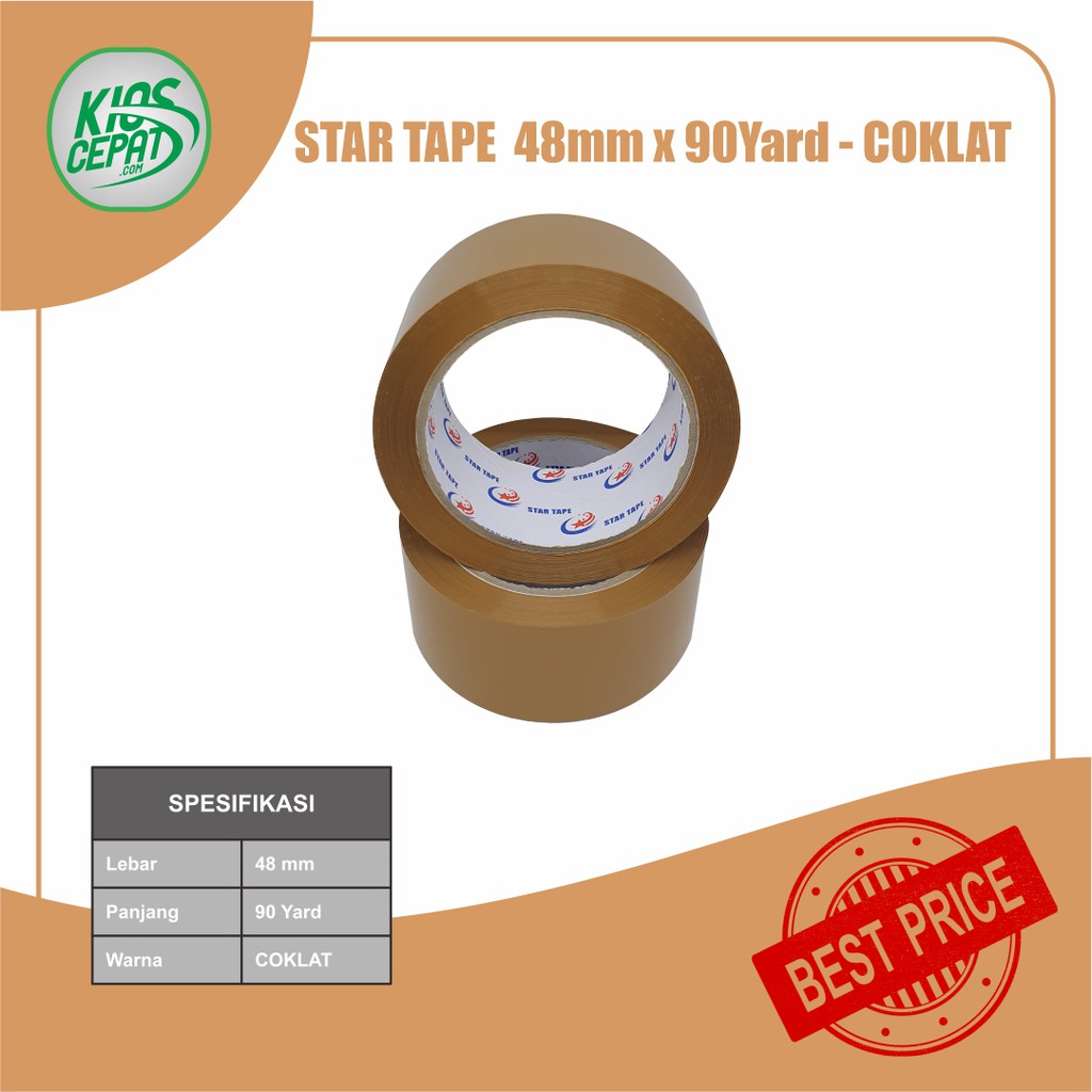 

Lakban STAR TAPE 48mm x 90Yard - Coklat
