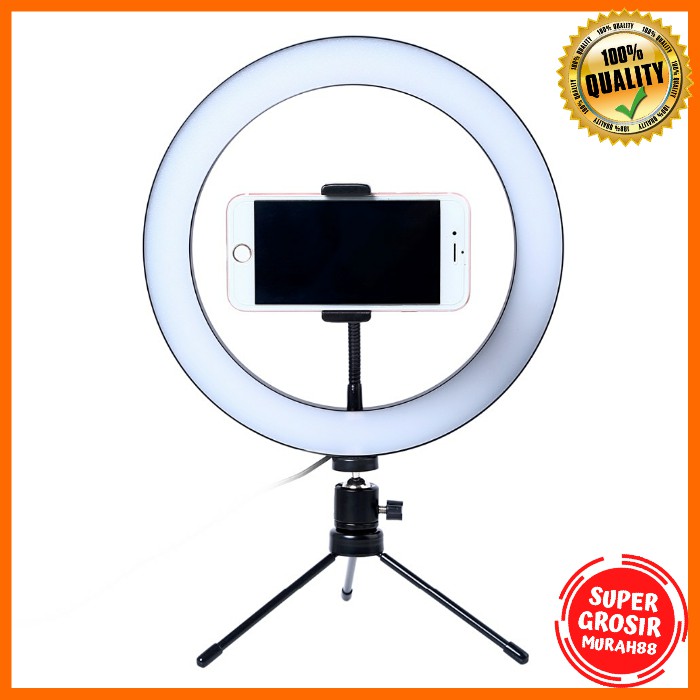 Lampu Ring Light LED Selfie 120 LED 10 Inch with Smartphone Holder + Mini Tripod