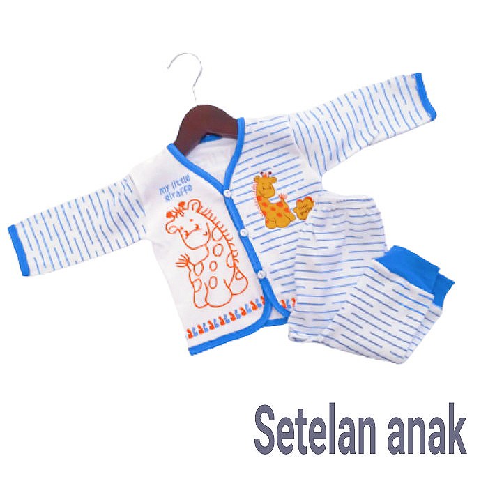 Setelan Baju Panjang Bayi Kancing Depan