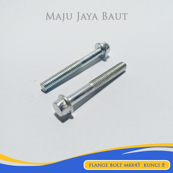 10 Pcs Flange Bolt 6x45 Kunci 8