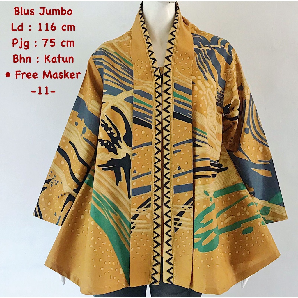 Blus jumbo katun batik solo batik halus trendy modern atasan kerja blus wanita