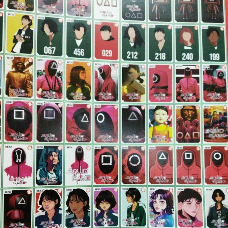 gambar poster adu gepok isi 100   / mainan kartu / mainan anak murah  / kartu gepok / umbul umbulan-Squidgame