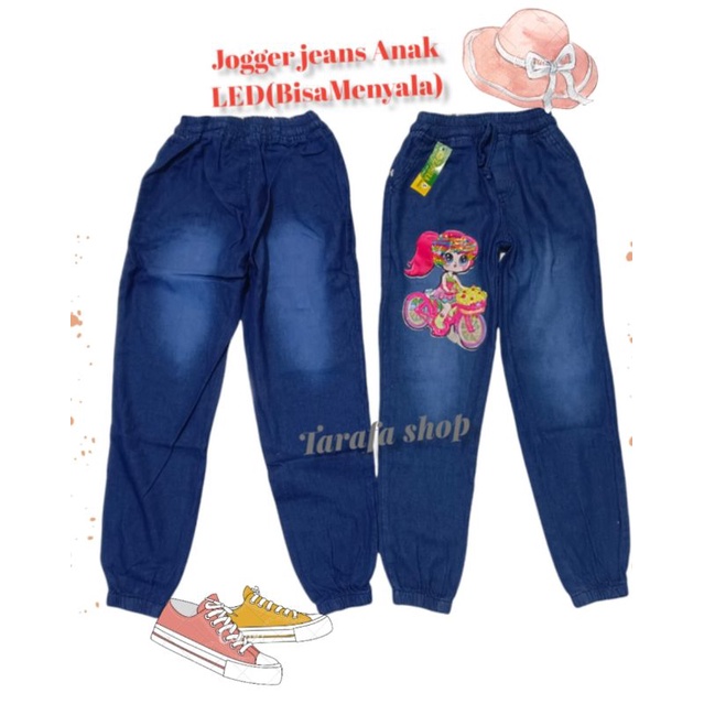 Jogger Jeans Anak LED(Bisa Menyala) Umur 6-12 Tahun Jeans Premium