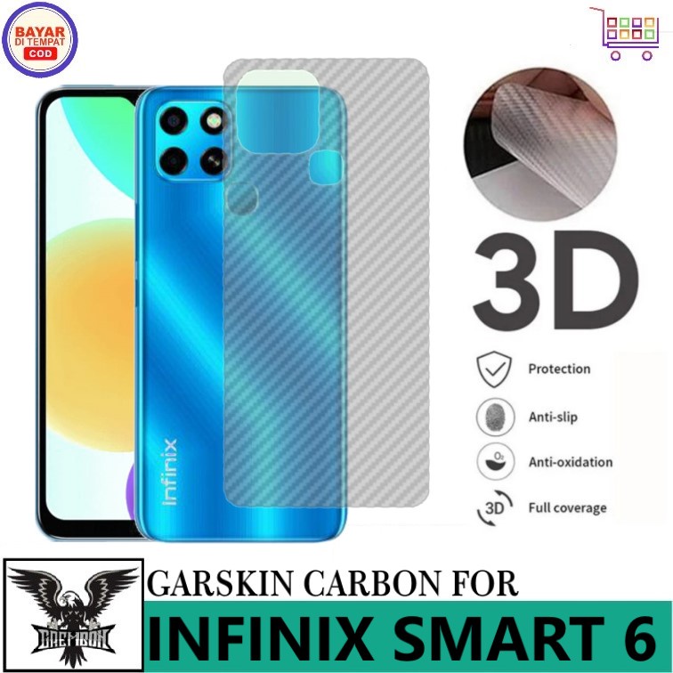 GARSKIN INFINIX SMART 6 / SMART 6 NFC SKIN HANDPHONE CARBON 3D PELINDUNG BODY HP