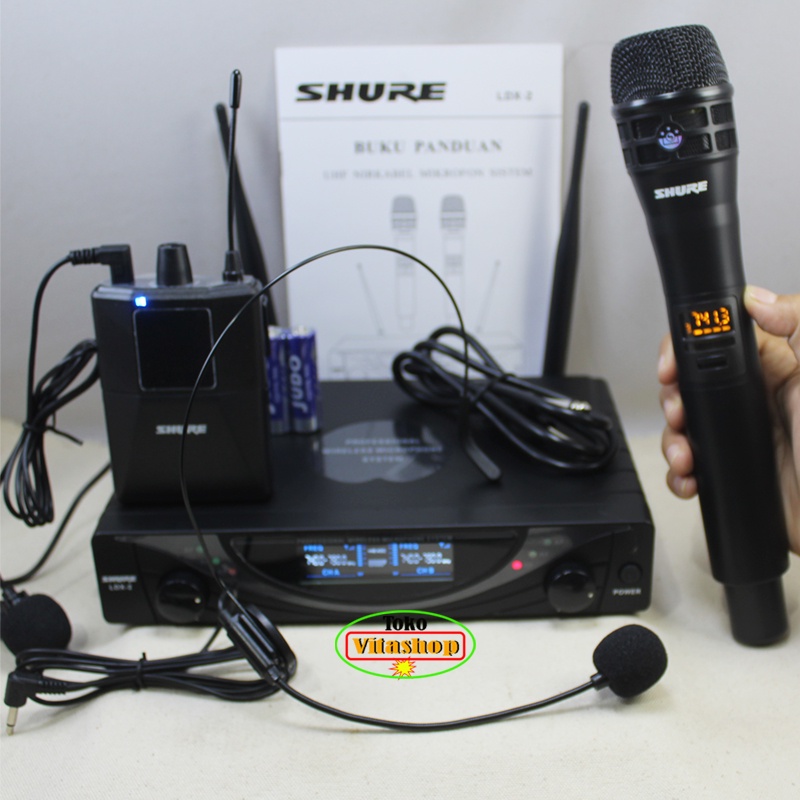 Miicrophone Wireless Shure LDX-2 PJH Mic Pegang + Mik Jepit / Headset