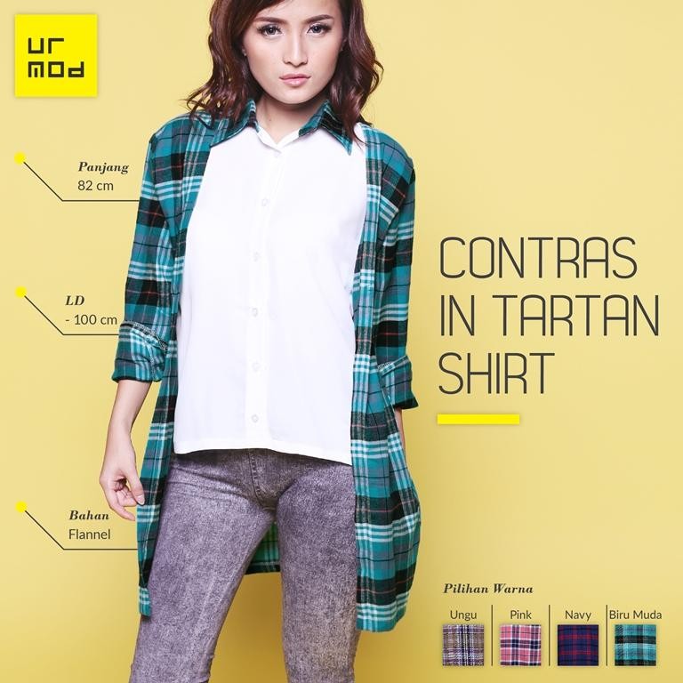 Blouse Wanita - Contras In Tartan Shirt