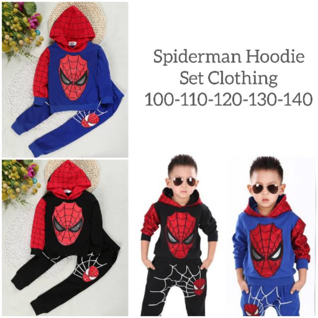 Spiderman Hoodie Set Clothing/Setelan Anak/Baju Anak/Baju Superhero Anak