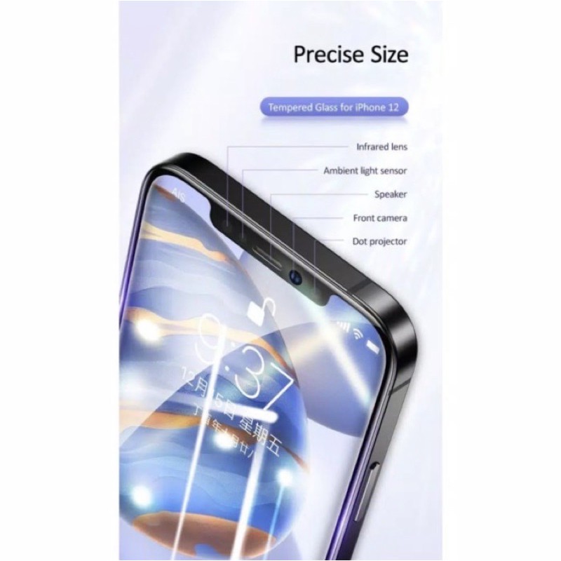 Tempered Glass Full Lem 9D For Iphone 12 Mini 5.4 / 12/12Pro 6.1 / 12 Pro Max 6.7