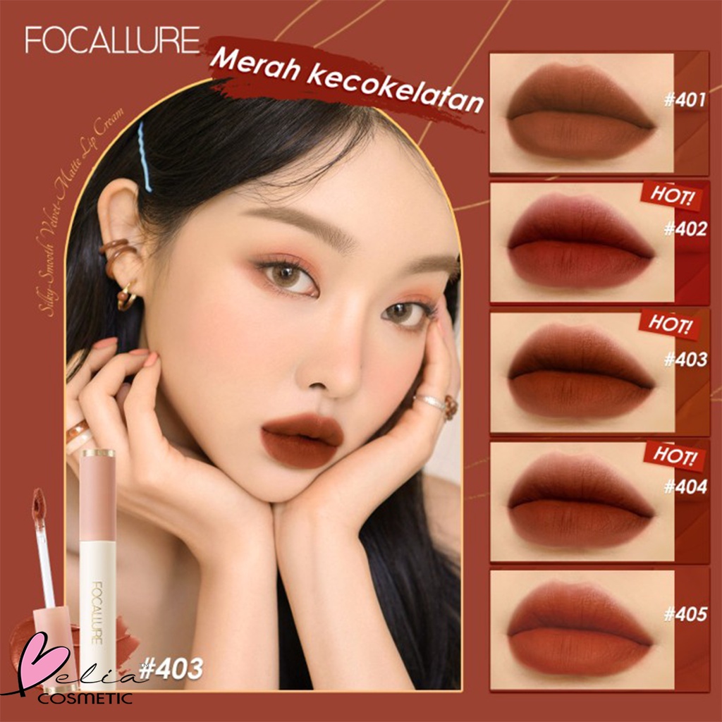 ❤ BELIA ❤ FOCALLURE Velvet Smooth Lip Glaze FA196 | Lip Cream | Lipstik | Lip Paint | Tahan Lama | Waterproof | BPOM