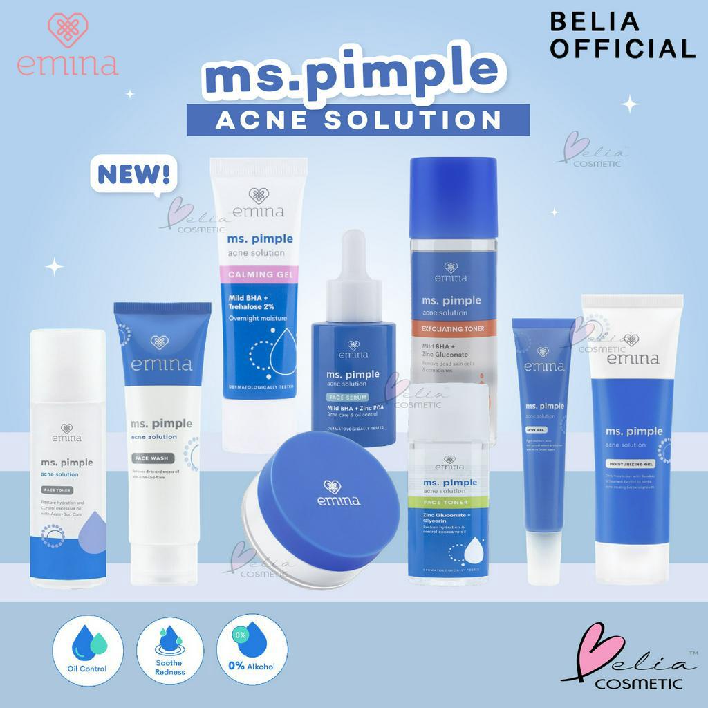 ❤ BELIA ❤ EMINA Ms Pimple Acne Solution Series Sebum Fighter | Face Wash Toner Moisturizing Gel Spot